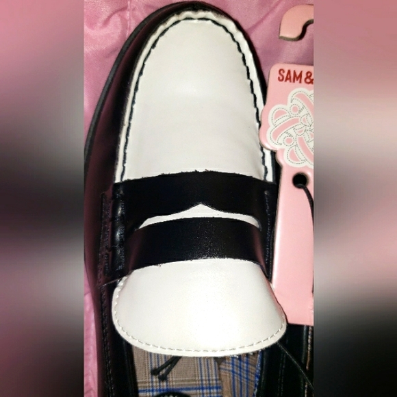 SAM AND LIBBY DIANA PENNY LOAFERS BLACK AND WHITE SIZE 7 - Picture 2 of 3